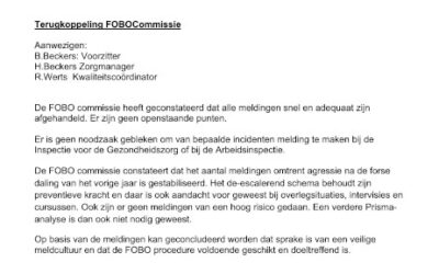 Terugkoppeling FOBO Commissie – 2022